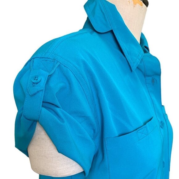 World Wide Sportsman Activewear Fishing Button Up Shirt Women S Blue 133B - Picture 8 of 16